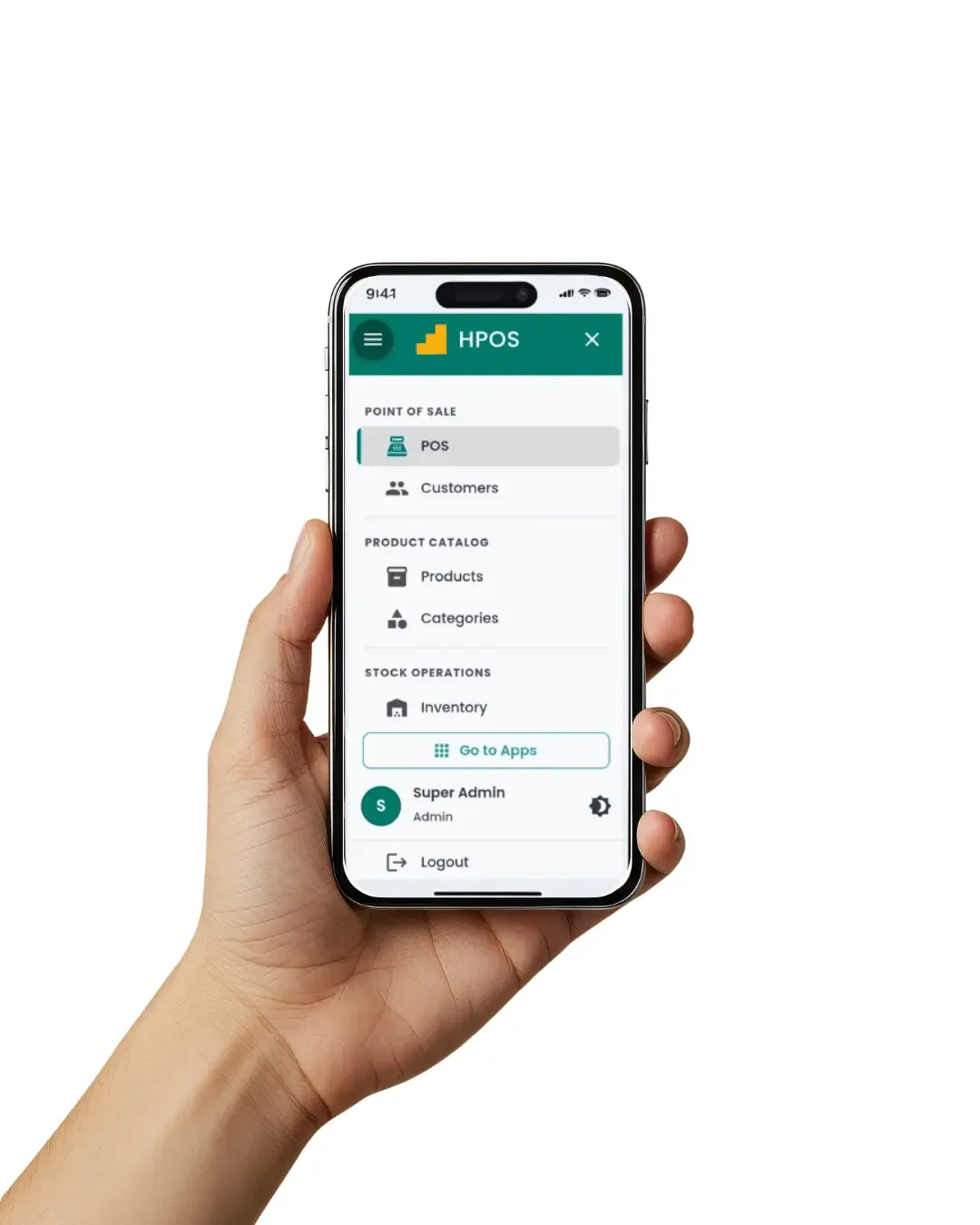 Hulm mobile POS running on a smartphone (Mobile POS)