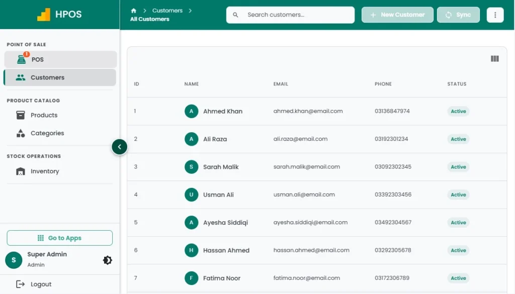 Hulm POS Customers Management