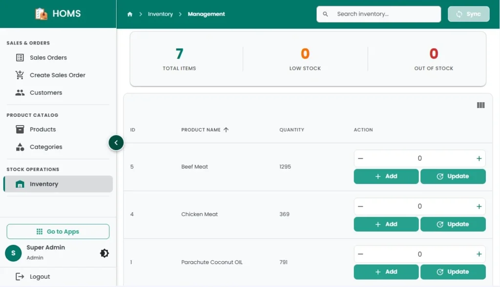 hulm solutions inventory (sales order)