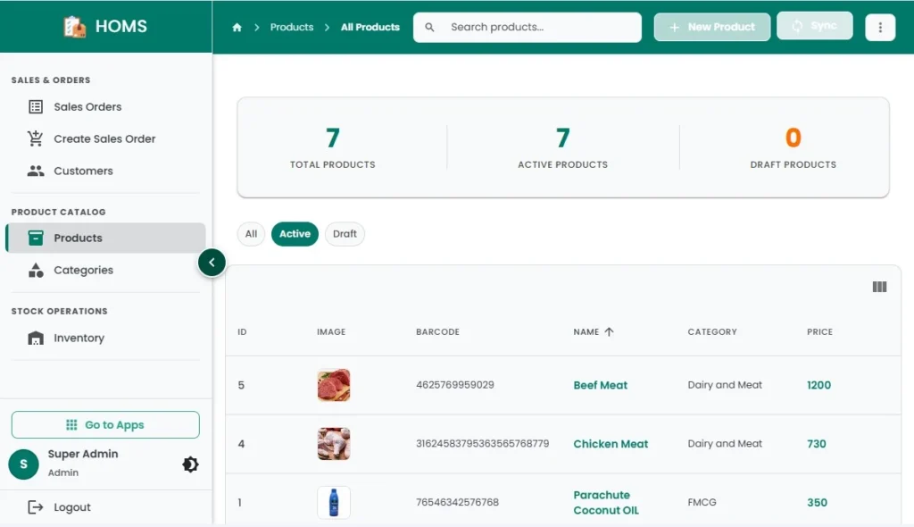 hulm solutions products (sales order)